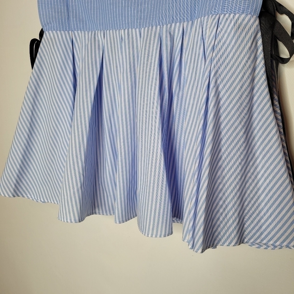 Zara Blue and White Striped Peplum Top - Picture 4 of 13